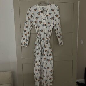 Zara White Floral Women's Dress
